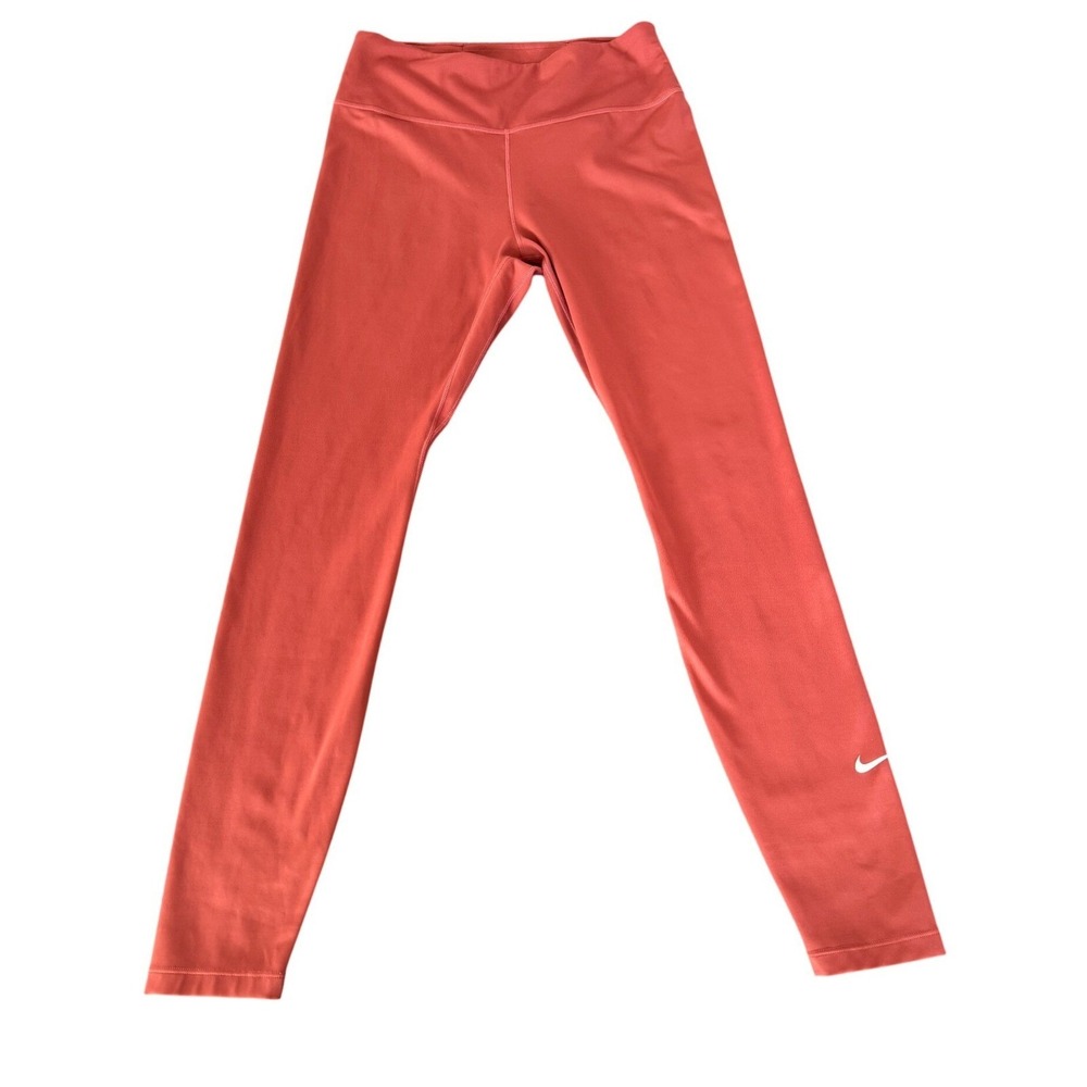 Nike Women Coral Athletic Leggings Cropped Mid Rise Dri Fit Activewear Size M